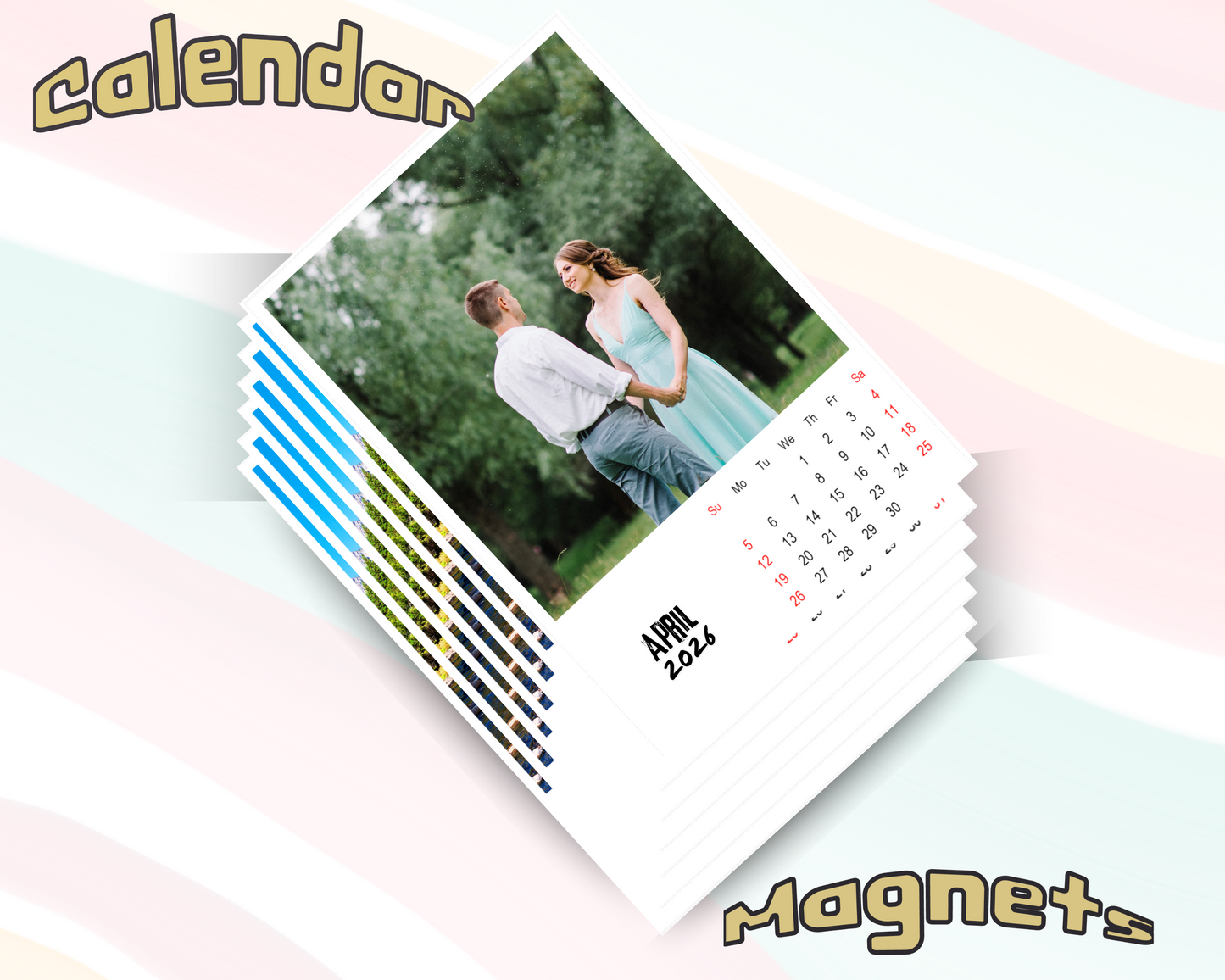 Personalized Photo Magnetic Calendar – Custom Fridge Magnet Calendar 2026 Magnetic Calendar Photo Gift Monthly Fridge Magnet