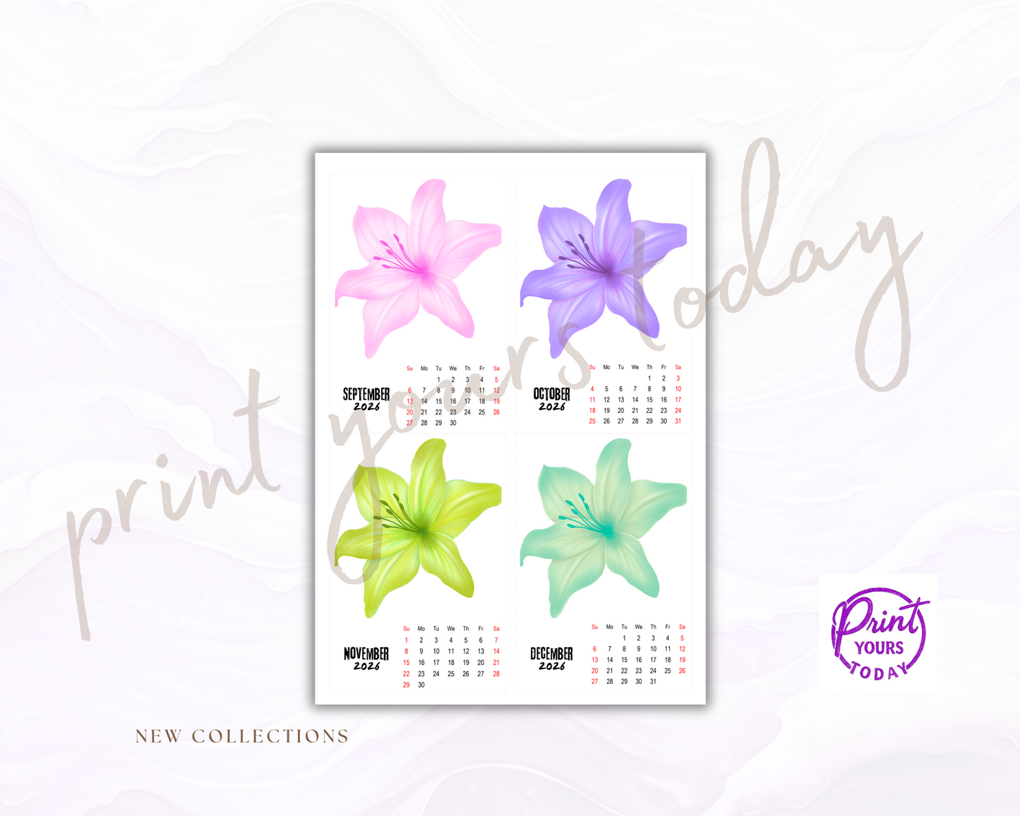 2026 Personalized Flower Photo Magnetic Calendar – Decorated Flowers Custom Fridge Magnet