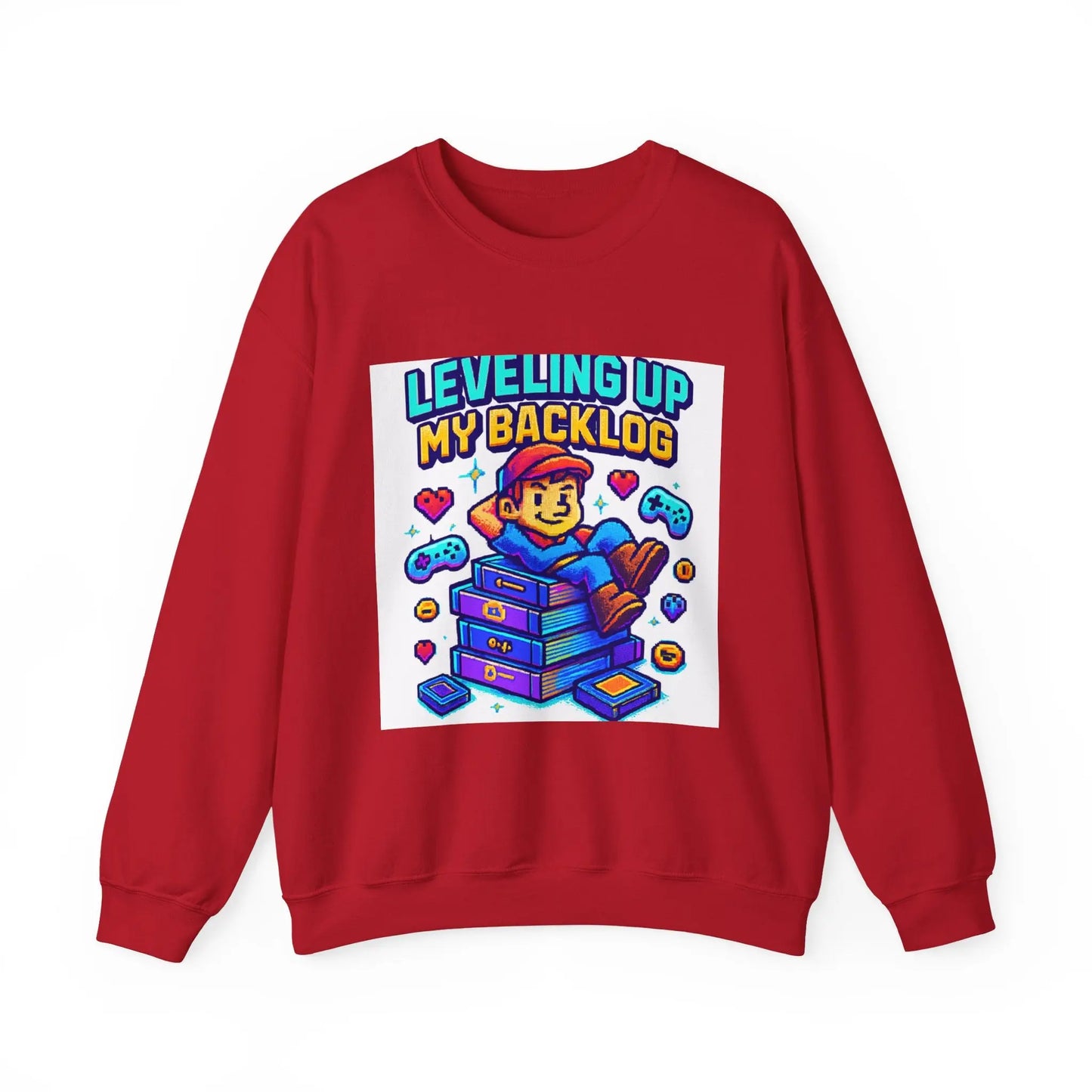 Gaming Sweatshirt - "Leveling Up My Backlog" Crewneck for Gamers - Print Yours Today