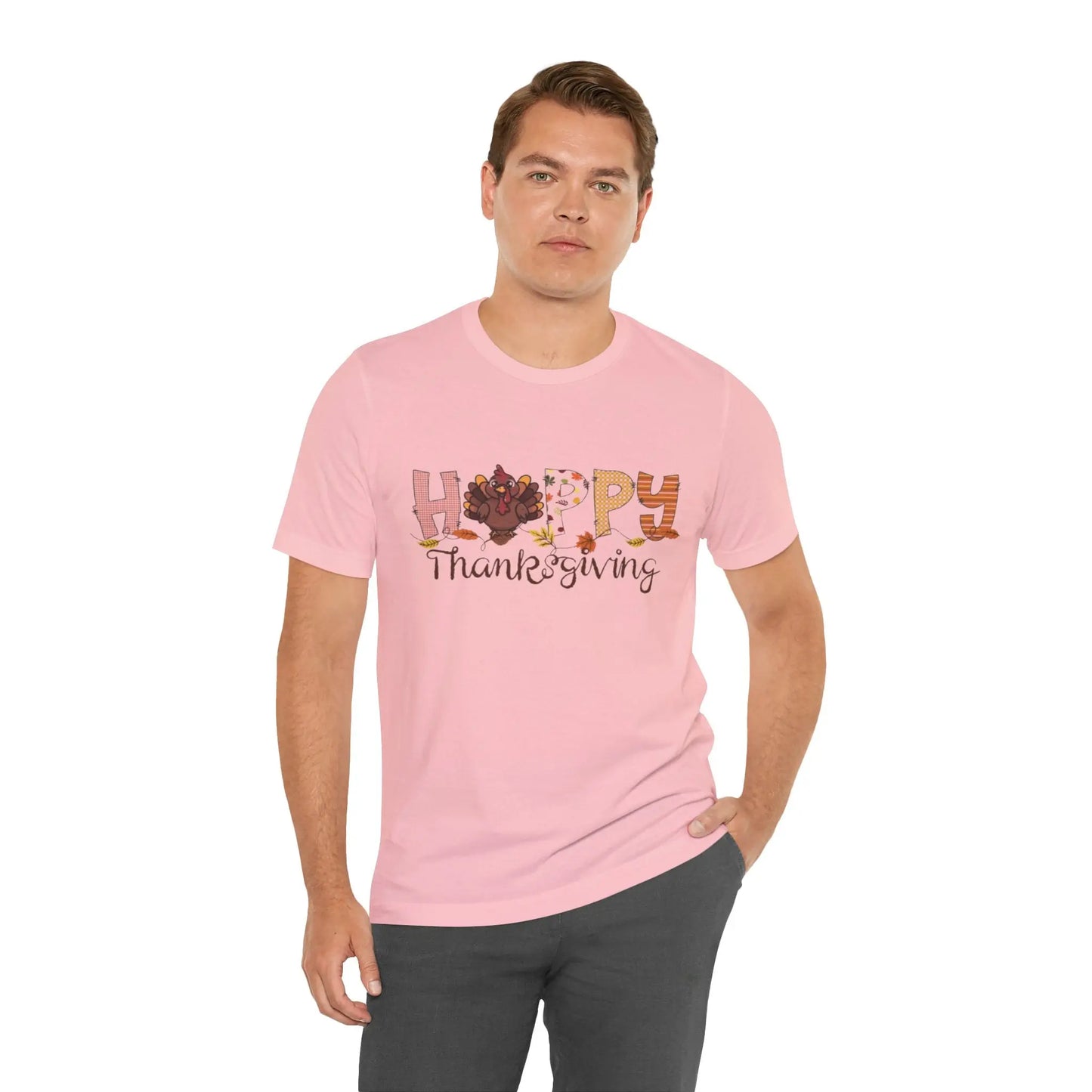 Happy Thanksgiving T-Shirt — Festive Turkey & Autumn Lettering Tee - Print Yours Today