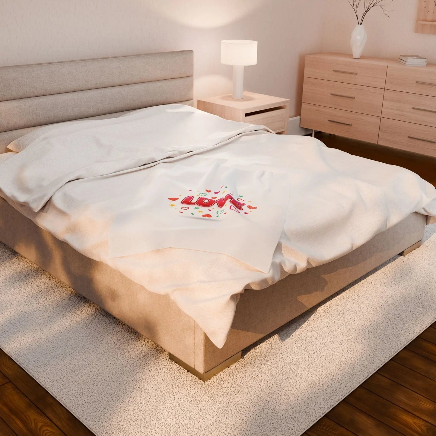 LOVE Graphic Velveteen Blanket | Galentine’s Friendship, Pink Red Heart Design - Print Yours Today