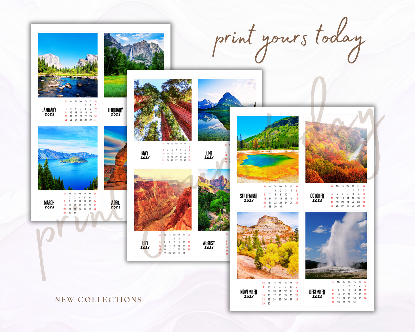 2026 Personalized Photo Magnetic Calendar – United States State parks Custom Fridge Magnet