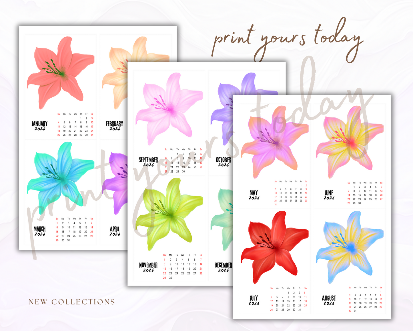 2026 Personalized Flower Photo Magnetic Calendar – Decorated Flowers Custom Fridge Magnet