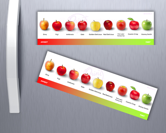 Apple fruit magnets decorating refrigerator