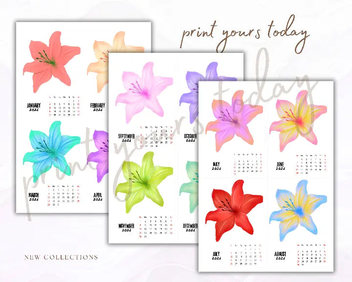 custom magnetic monthly calendar flowers
