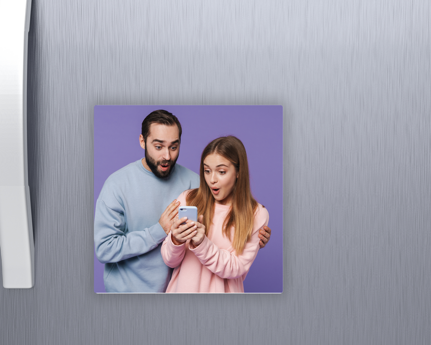 Color Pop Custom 2.5” × 2.5” Photo Fridge Magnet – Your Favorite Stylish Background Color and Picture!