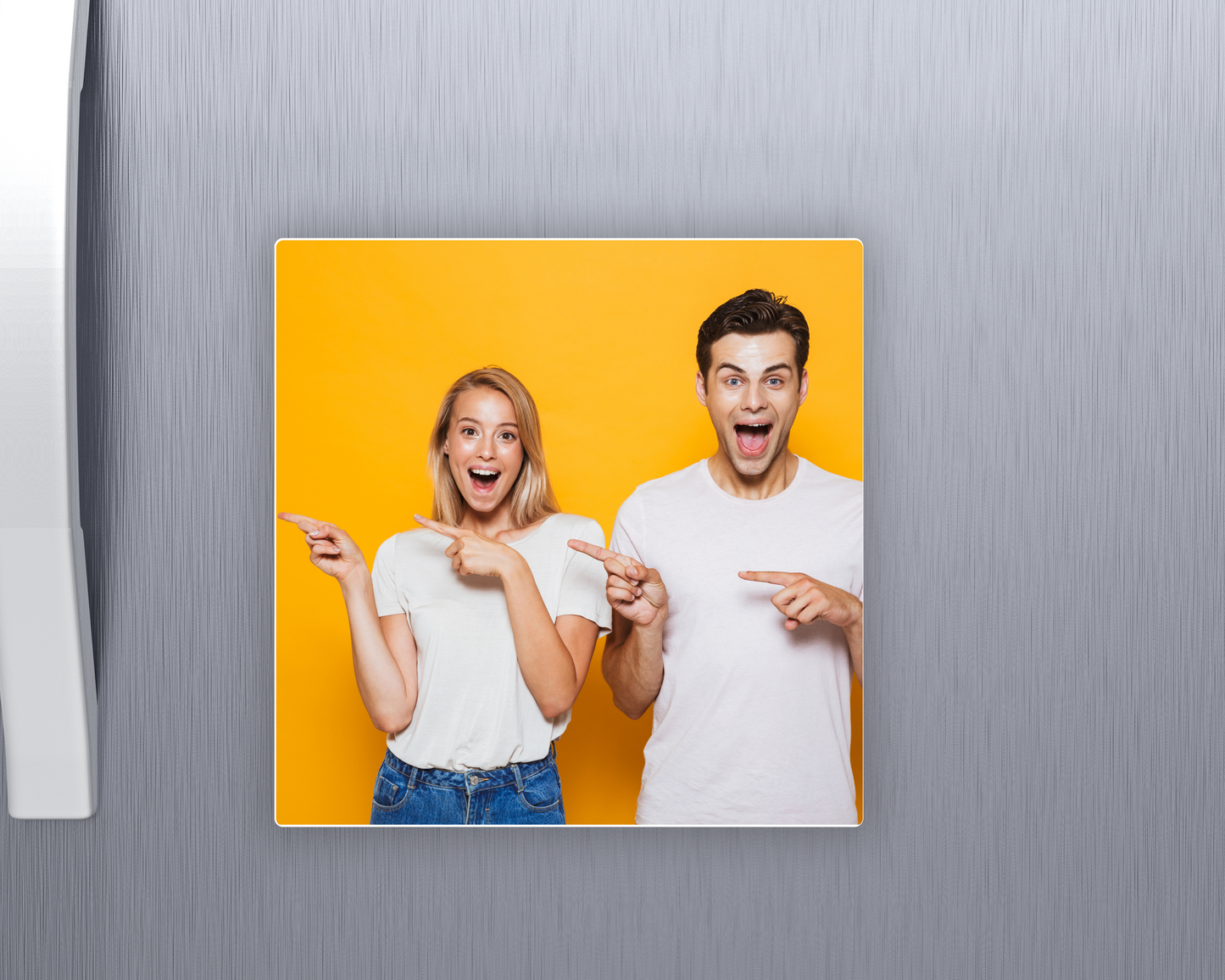 Color Pop Custom 2.5” × 2.5” Photo Fridge Magnet – Your Favorite Stylish Background Color and Picture!