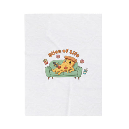 Slice of Life Pizza Couch Illustration Velveteen Blanket | Food Pun Comfort - Print Yours Today