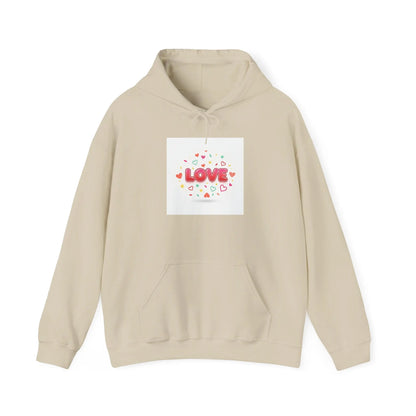Love Heart Badge Hoodie | Galentine’s Friendship, Pink Red Typography - Print Yours Today