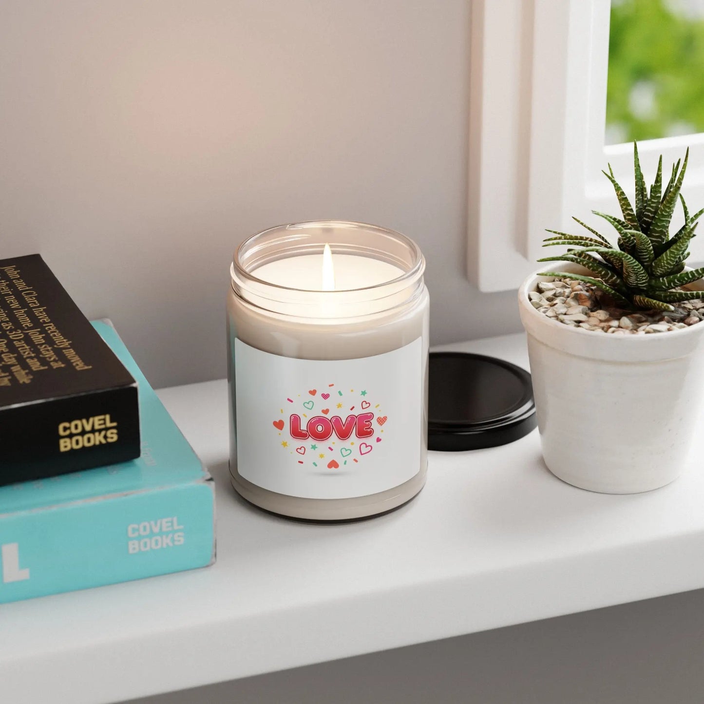 LOVE heart confetti soy candle, Galentine’s friendship candle | pink bestie candle - Print Yours Today