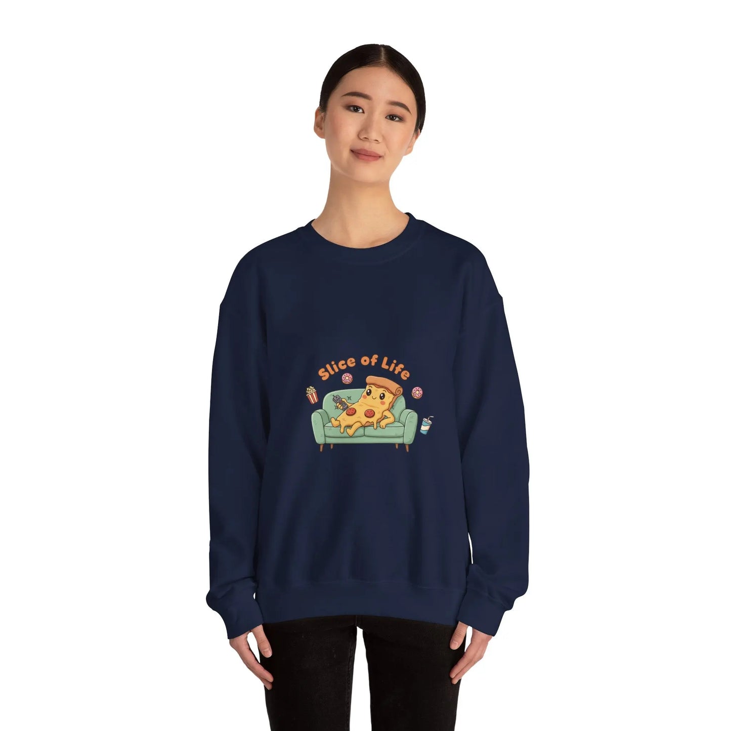 Slice of Life Pizza Illustration Sweatshirt | Food Pun Cozy Comfort - Print Yours Today