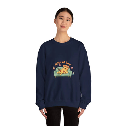 Slice of Life Pizza Illustration Sweatshirt | Food Pun Cozy Comfort - Print Yours Today