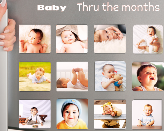 Baby 12 months Fridge Custom 2.5” × 2.5” Photo Magnets