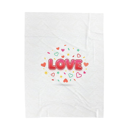 LOVE Graphic Velveteen Blanket | Galentine’s Friendship, Pink Red Heart Design - Print Yours Today