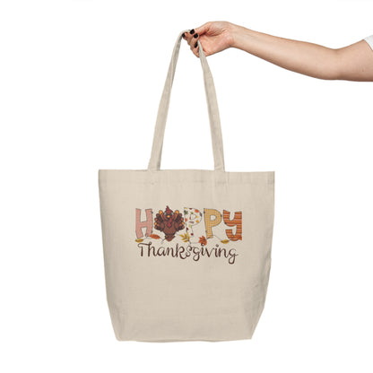 Happy Thanksgiving Canvas Tote — Festive Turkey Grocery & Market Shopping Bag