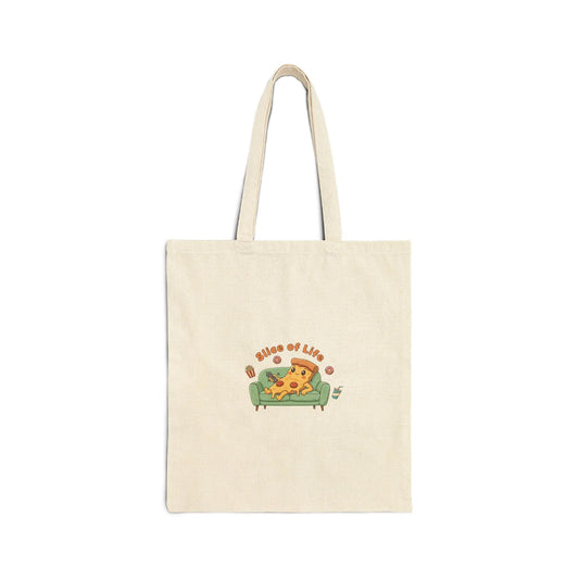 Slices of Life pizza illustration Tote | food pun, cozy snack humor - Print Yours Today