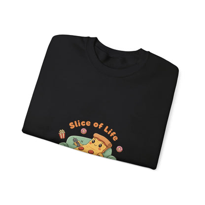 Slice of Life Pizza Illustration Sweatshirt | Food Pun Cozy Comfort - Print Yours Today