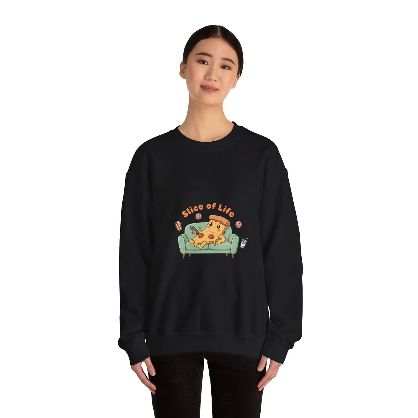 Slice of Life Pizza Illustration Sweatshirt | Food Pun Cozy Comfort - Print Yours Today