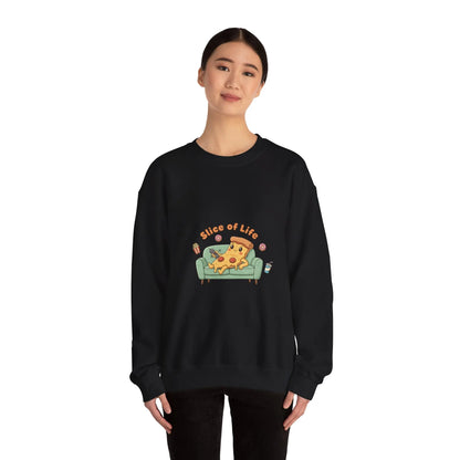 Slice of Life Pizza Illustration Sweatshirt | Food Pun Cozy Comfort - Print Yours Today