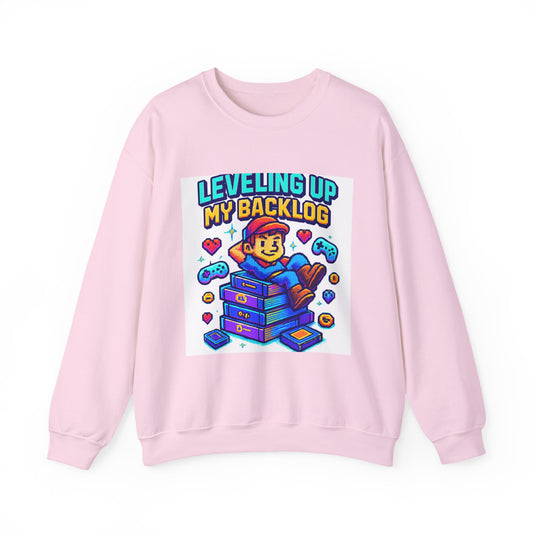 Gaming Sweatshirt - "Leveling Up My Backlog" Crewneck for Gamers