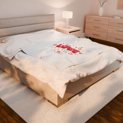 LOVE Graphic Velveteen Blanket | Galentine’s Friendship, Pink Red Heart Design - Print Yours Today