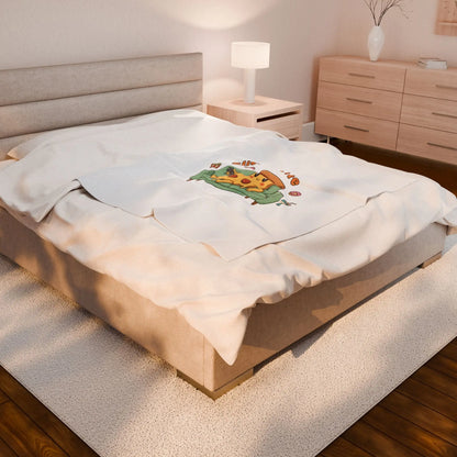 Slice of Life Pizza Couch Illustration Velveteen Blanket | Food Pun Comfort - Print Yours Today