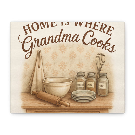 Home Is Where Grandma Cooks Canvas Wall Art — Kitchen Decor