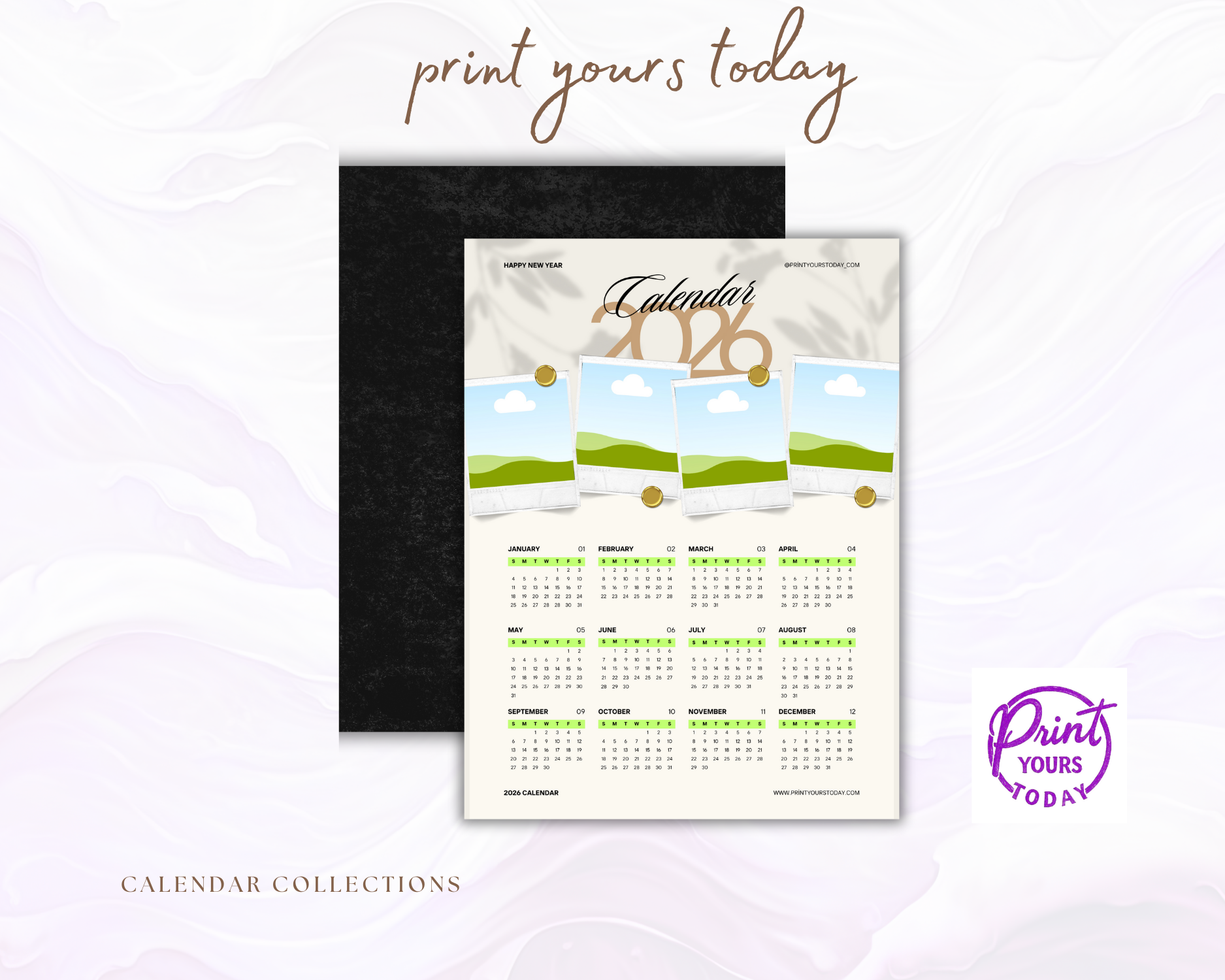 2026 calendar magnet close-up magnetic backing