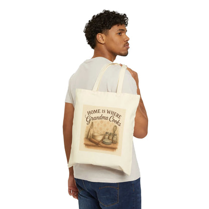 Grandma Cooks Canvas Tote — "Home Is Where Grandma Cooks" Grocery & Market Bag - Print Yours Today