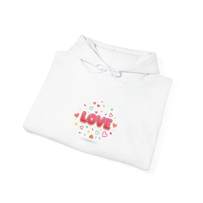 Love Heart Badge Hoodie | Galentine’s Friendship, Pink Red Typography - Print Yours Today