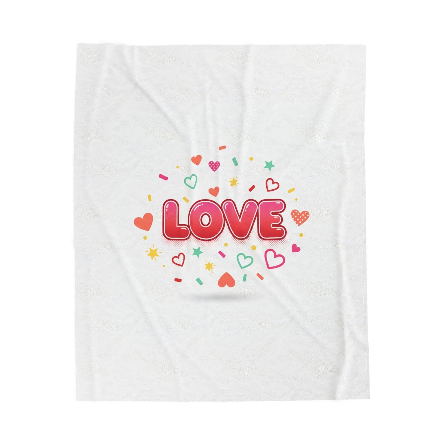 LOVE Graphic Velveteen Blanket | Galentine’s Friendship, Pink Red Heart Design - Print Yours Today