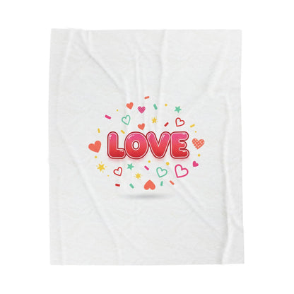 LOVE Graphic Velveteen Blanket | Galentine’s Friendship, Pink Red Heart Design - Print Yours Today
