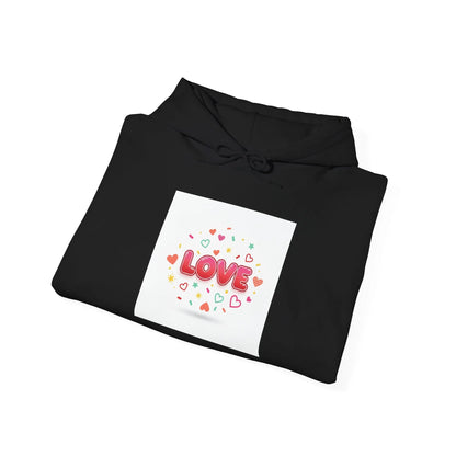 Love Heart Badge Hoodie | Galentine’s Friendship, Pink Red Typography - Print Yours Today