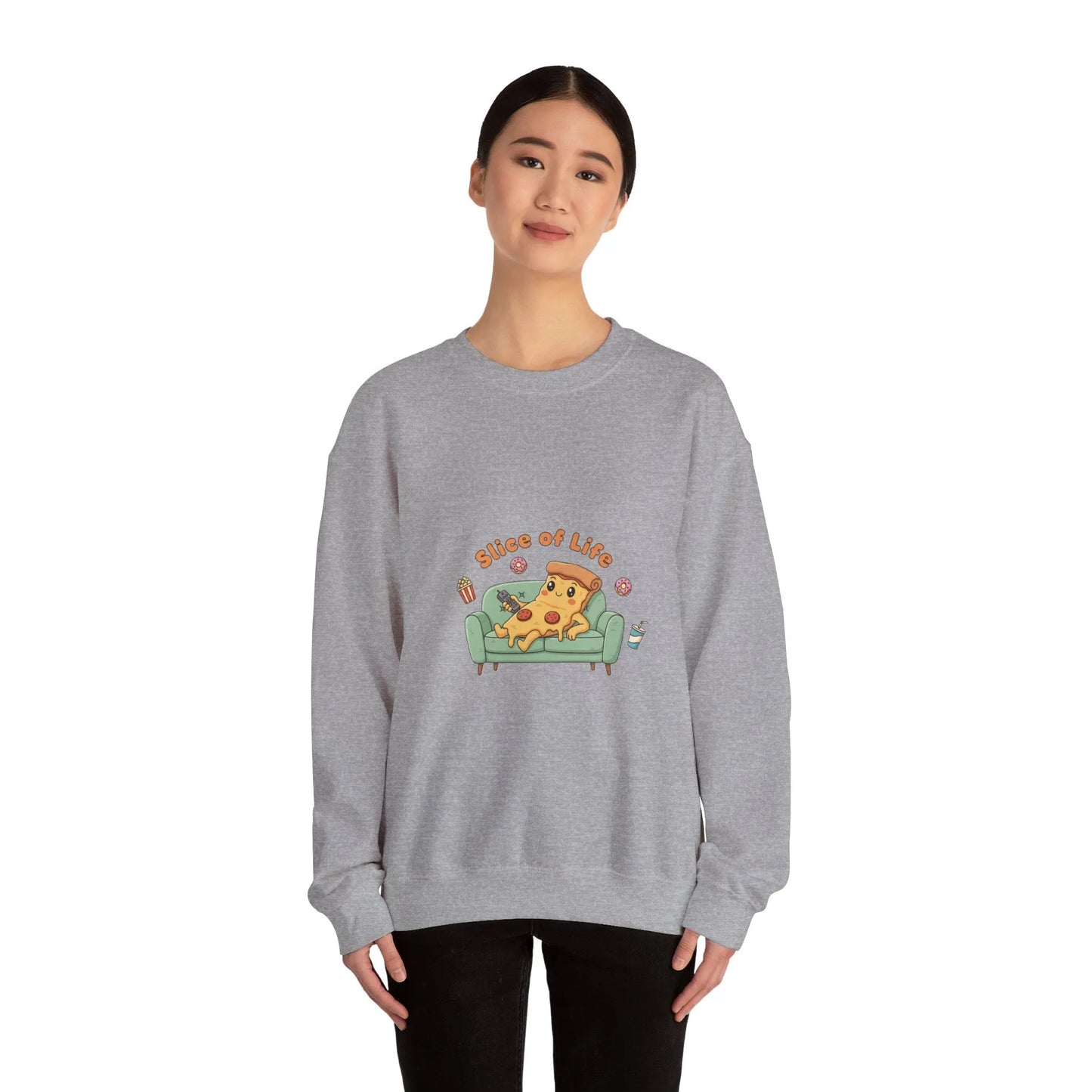Slice of Life Pizza Illustration Sweatshirt | Food Pun Cozy Comfort - Print Yours Today