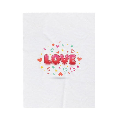 LOVE Graphic Velveteen Blanket | Galentine’s Friendship, Pink Red Heart Design - Print Yours Today