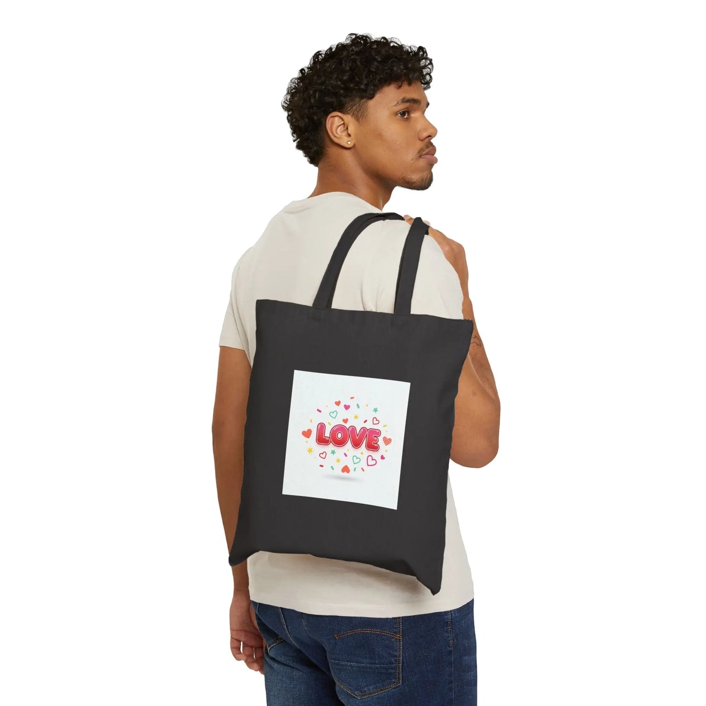 LOVE heart badge Tote | Galentine’s friendship, pink red typography - Print Yours Today