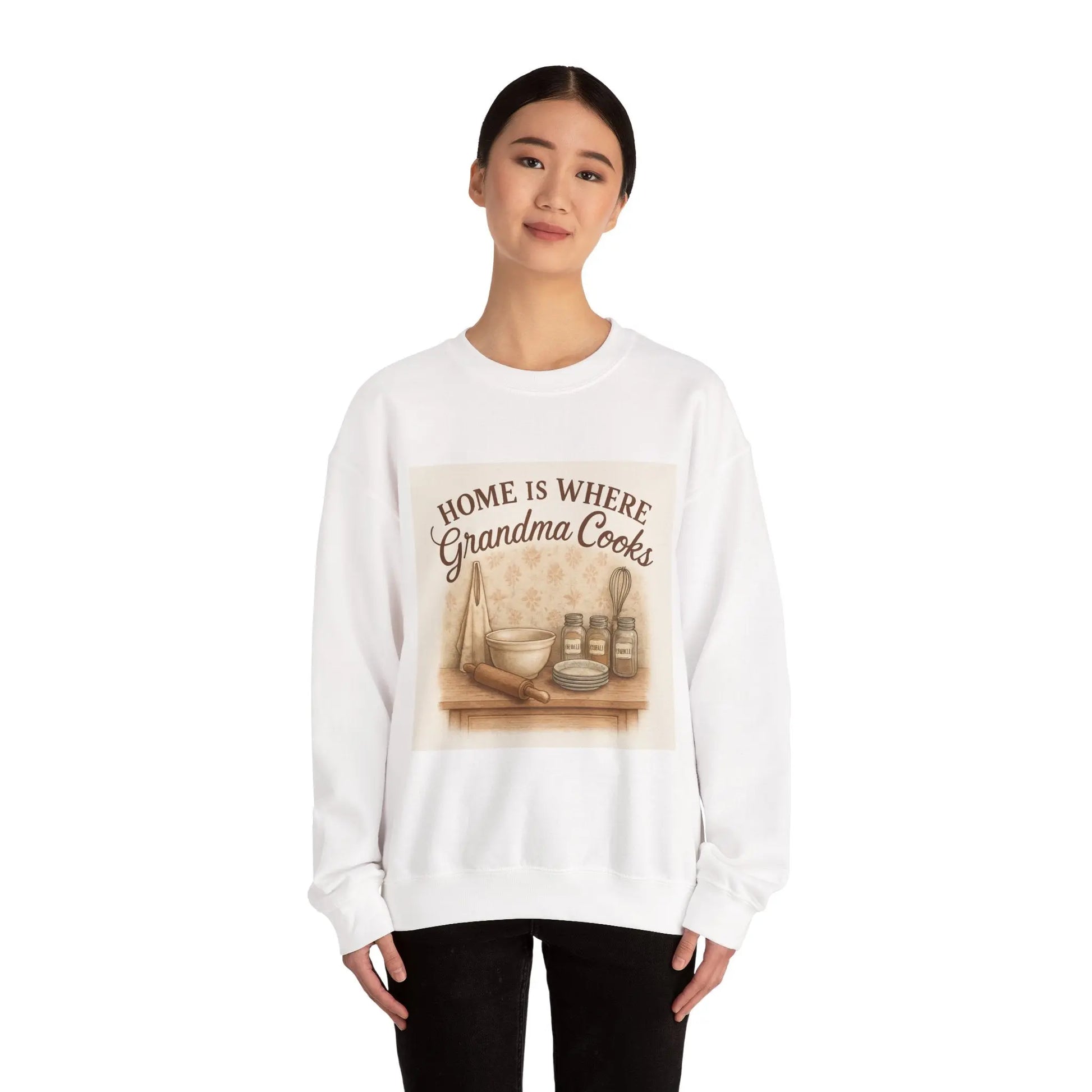 Grandma Cooks Sweatshirt — "Home Is Where Grandma Cooks" Cozy Crewneck - Print Yours Today