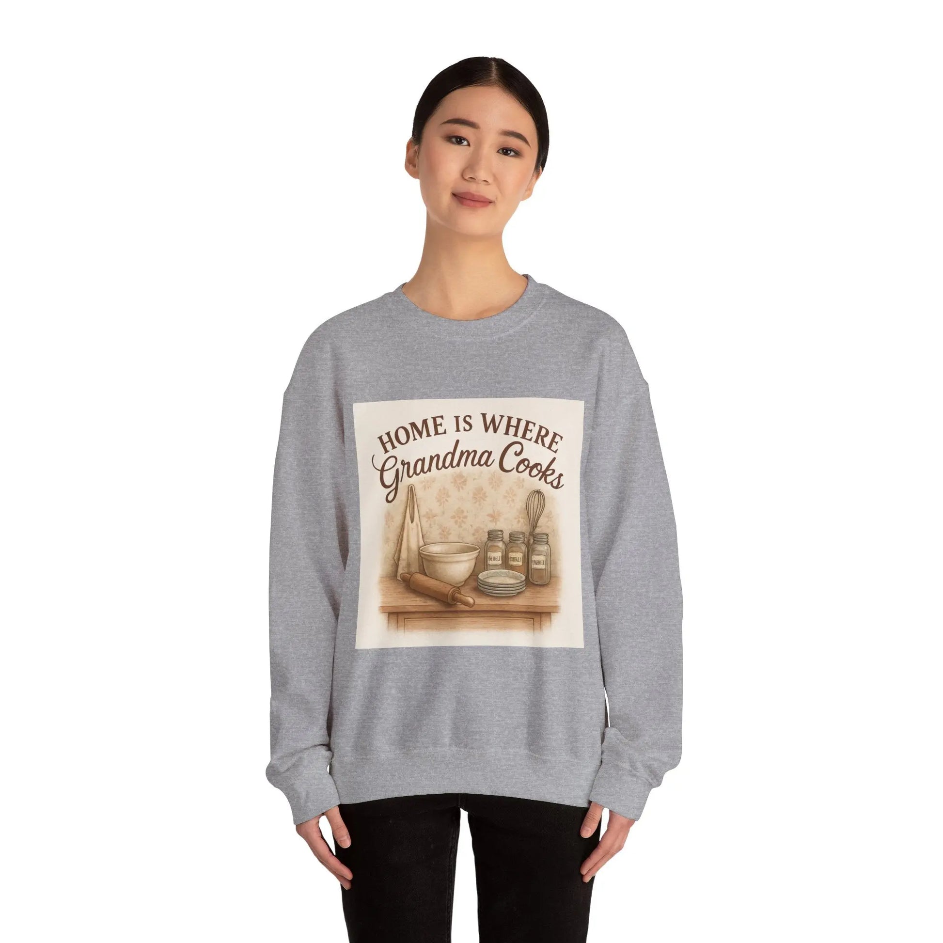 Grandma Cooks Sweatshirt — "Home Is Where Grandma Cooks" Cozy Crewneck - Print Yours Today
