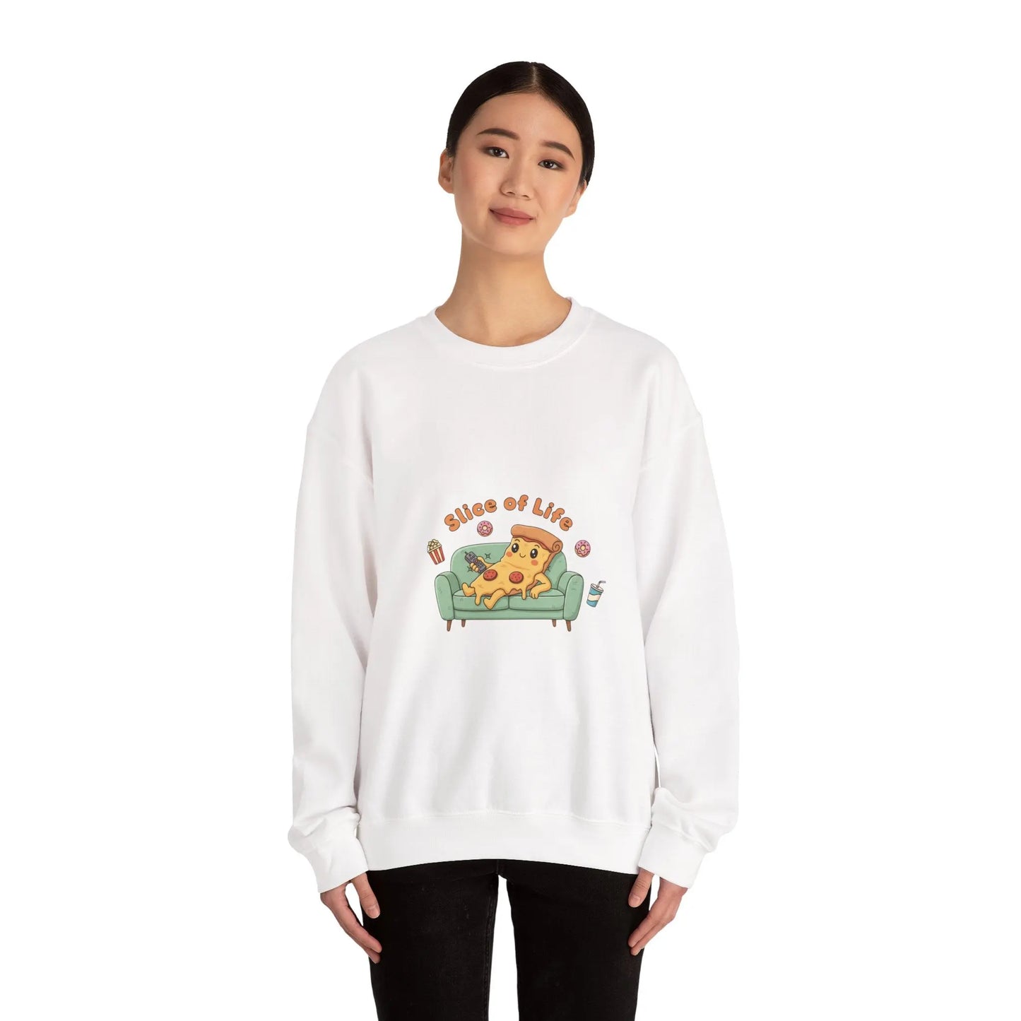 Slice of Life Pizza Illustration Sweatshirt | Food Pun Cozy Comfort - Print Yours Today