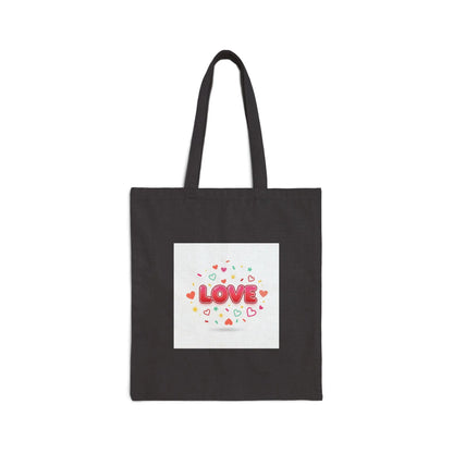 LOVE heart badge Tote | Galentine’s friendship, pink red typography - Print Yours Today