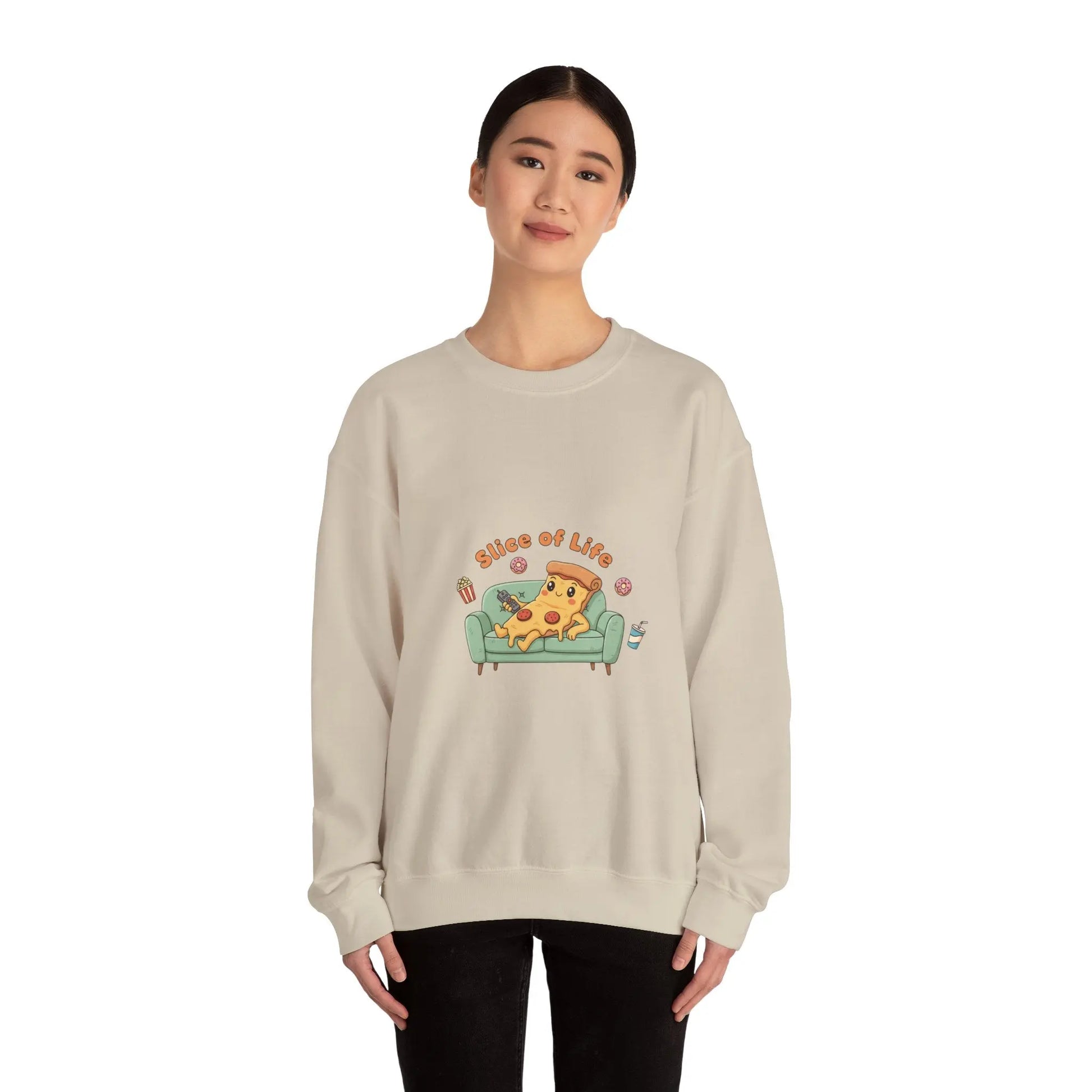 Slice of Life Pizza Illustration Sweatshirt | Food Pun Cozy Comfort - Print Yours Today