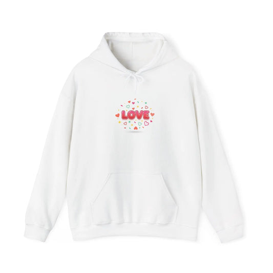 Love Heart Badge Hoodie | Galentine’s Friendship, Pink Red Typography - Print Yours Today