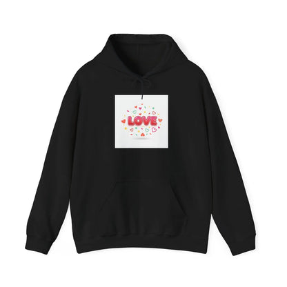 Love Heart Badge Hoodie | Galentine’s Friendship, Pink Red Typography - Print Yours Today