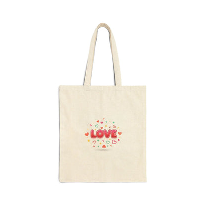 LOVE heart badge Tote | Galentine’s friendship, pink red typography - Print Yours Today