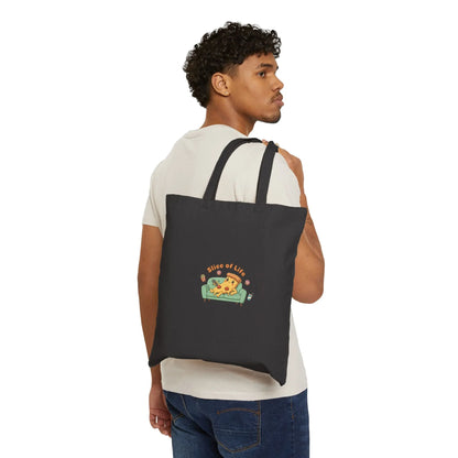 Slices of Life pizza illustration Tote | food pun, cozy snack humor - Print Yours Today