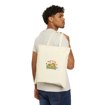 Slices of Life pizza illustration Tote | food pun, cozy snack humor - Print Yours Today