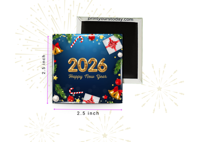 custom photo fridge magnet with New Year wishes design on refrigerator door
