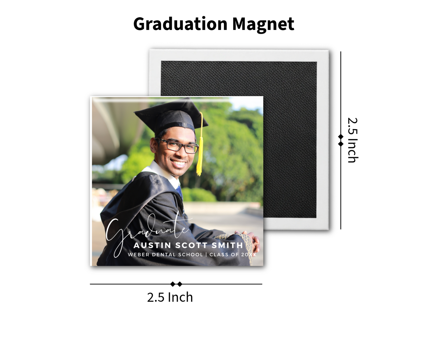Graduation Invitation Magnets - Square Fridge Magnet