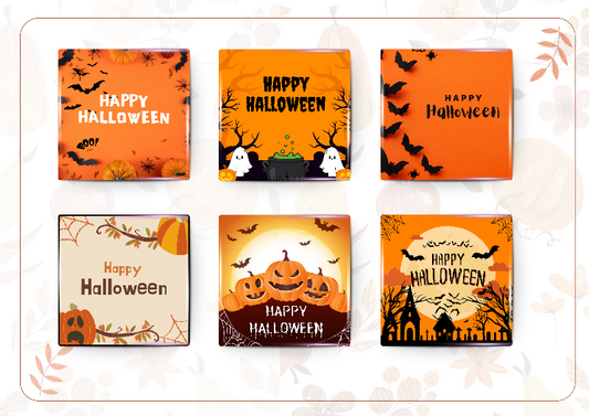 6 piece Halloween fridge magnets set front view