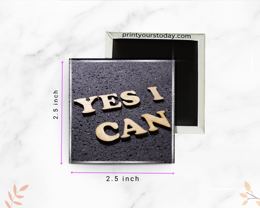 Close-up of inspirational quote magnet design